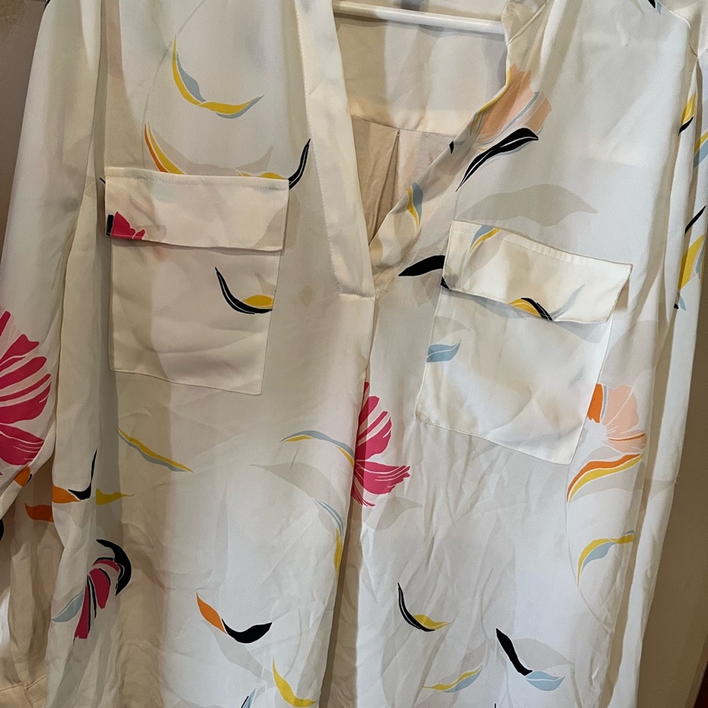 A New Day White and Pink Blouse